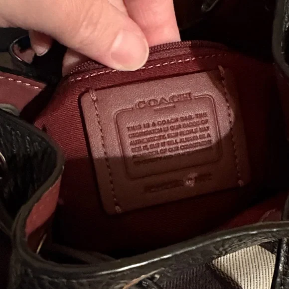 Coach Signature Jacquard Dempsey Stripe Black Smoke Gray and Black Bucket Bag - Picture 3 of 11